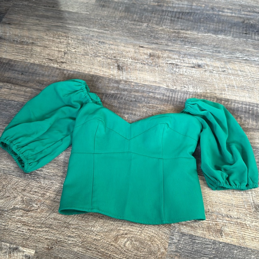 Abercrombie green shirt with puffed sleeves